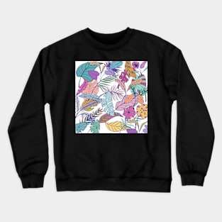 Colorful Leaves and Flowers Print Crewneck Sweatshirt